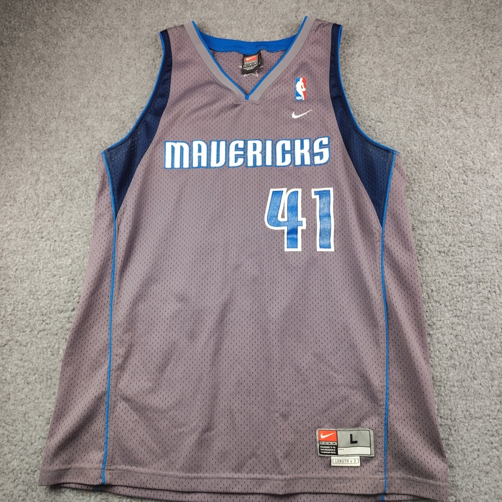 Nike Dallas Mavericks Dirk Nowitzki 41 Jersey Mens Large Grey NBA Basketball